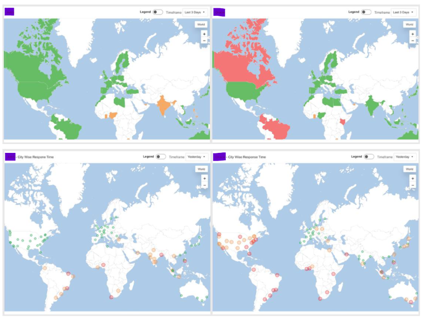 2つの主要クラウドプロバイダーのレイテンシ比較図
