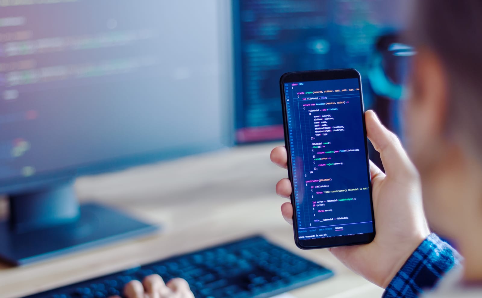 スマートフォン上のコード